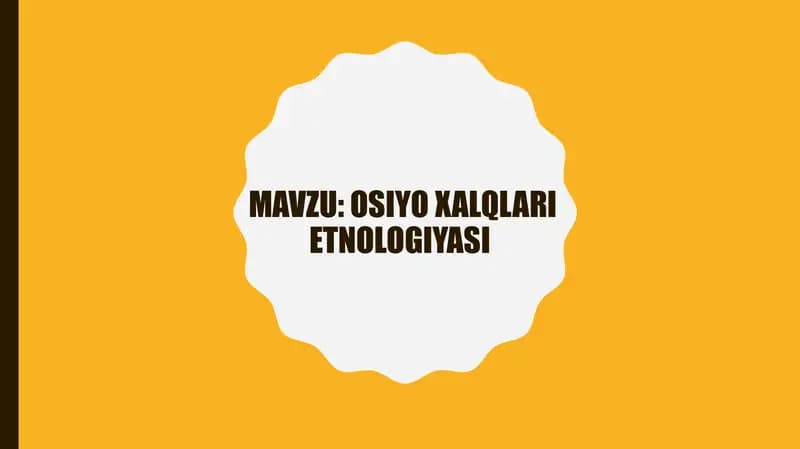 Osiyo xalqlarietnologiyasi