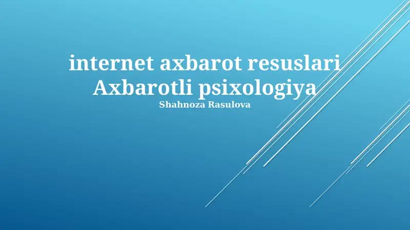 internet axbarot resuslari Axbarotli psixologiya