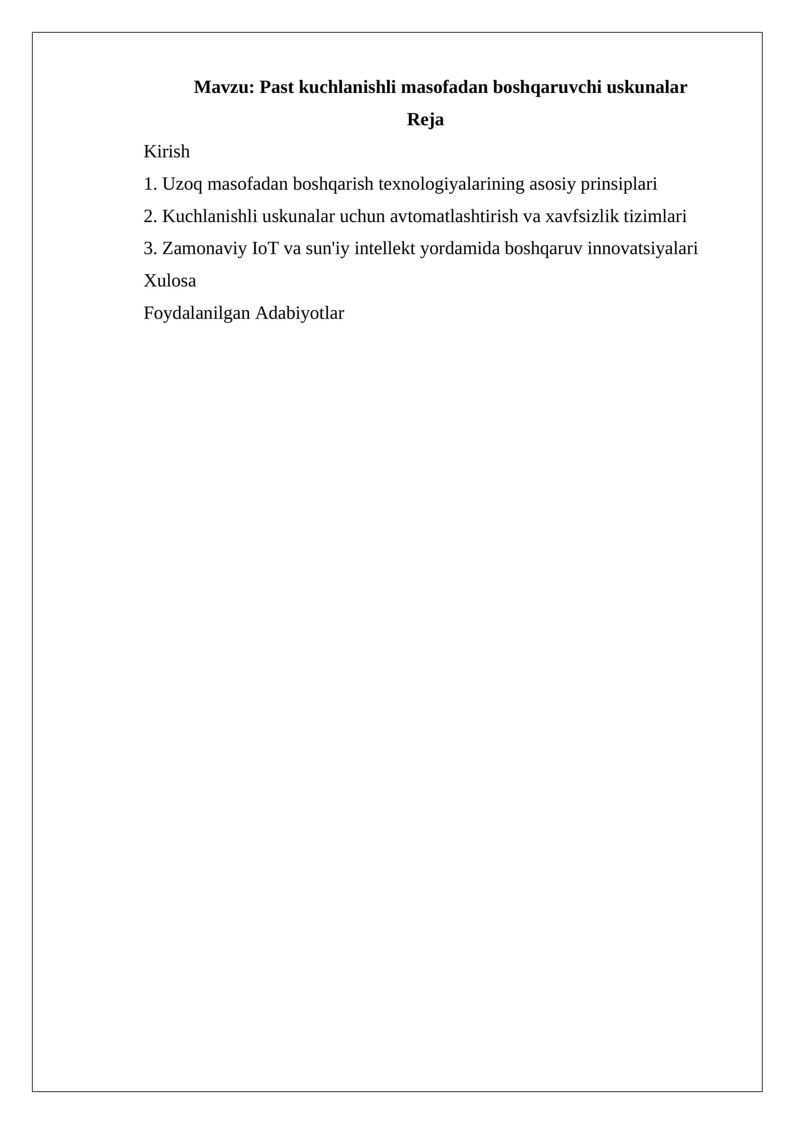Past kuchlanishli masofadan boshqaruvchi uskunalar