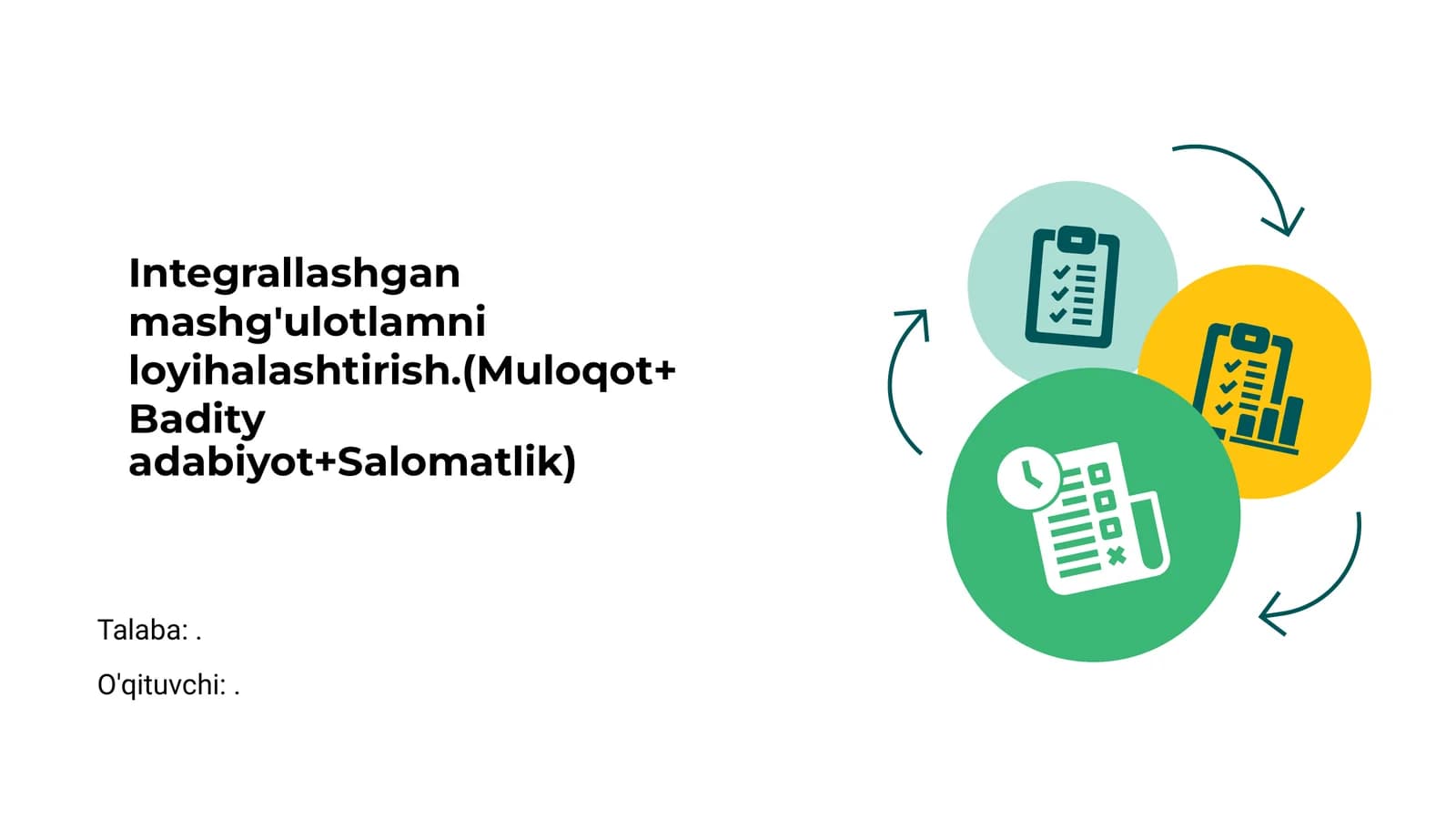 Integrallashgan mashg'ulotlamni