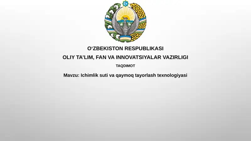 Ichimliksutivaqaymoqtayorlashtexnologiyasi
