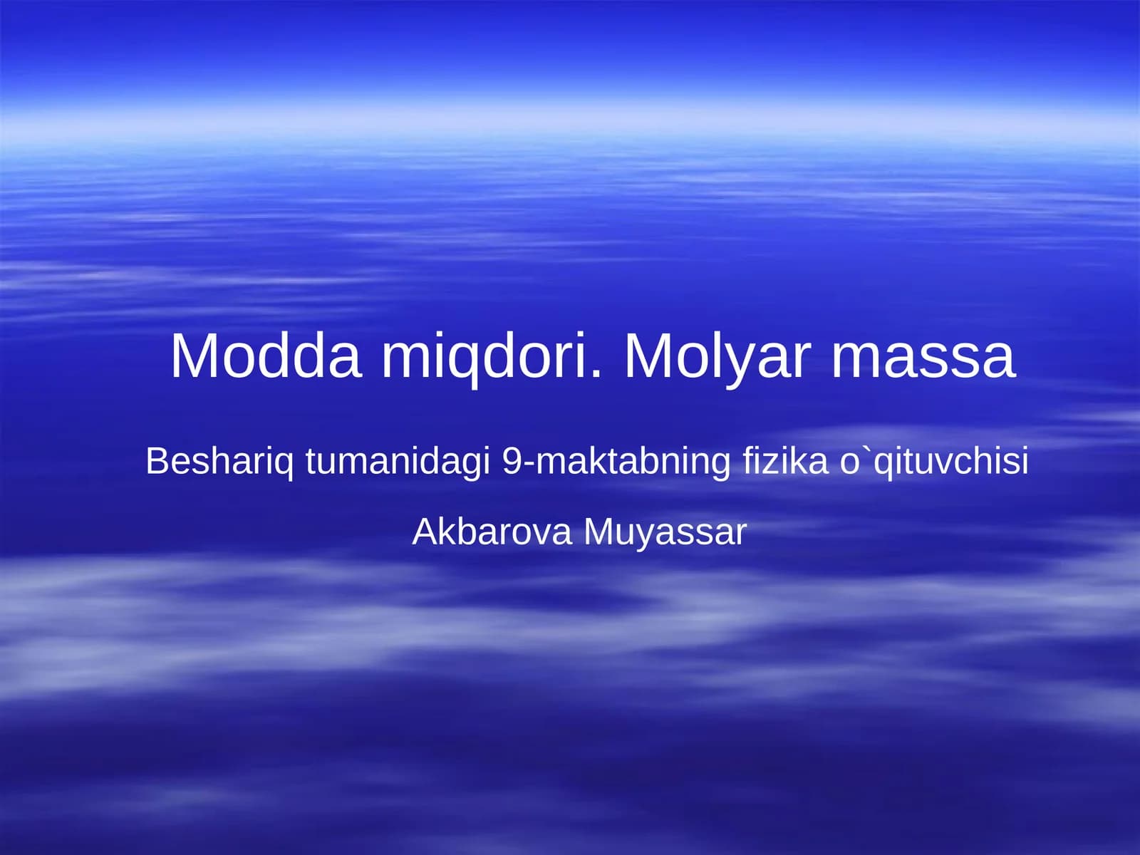 Modda miqdori va Molyar massa