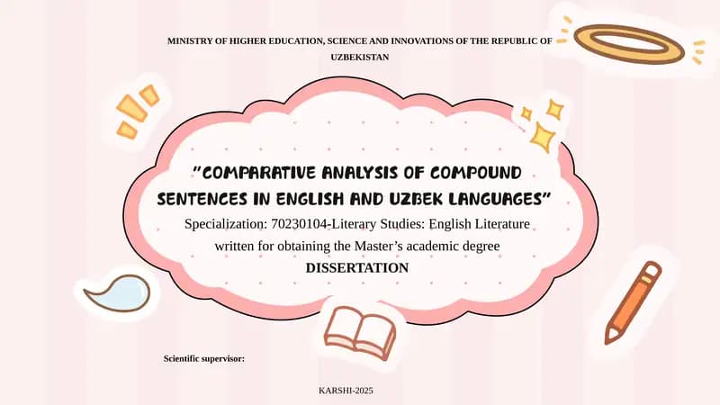COMPARATIVE ANALYSIS OF COMPOUND SENTENCES IN ENGLISH AND UZBEK LANGUAGES