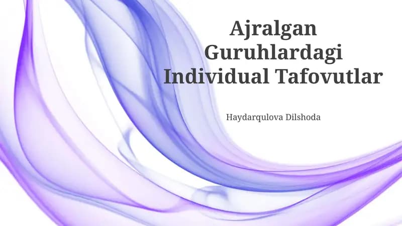 Ajralgan Guruhlardagi Individual Tafovutlar