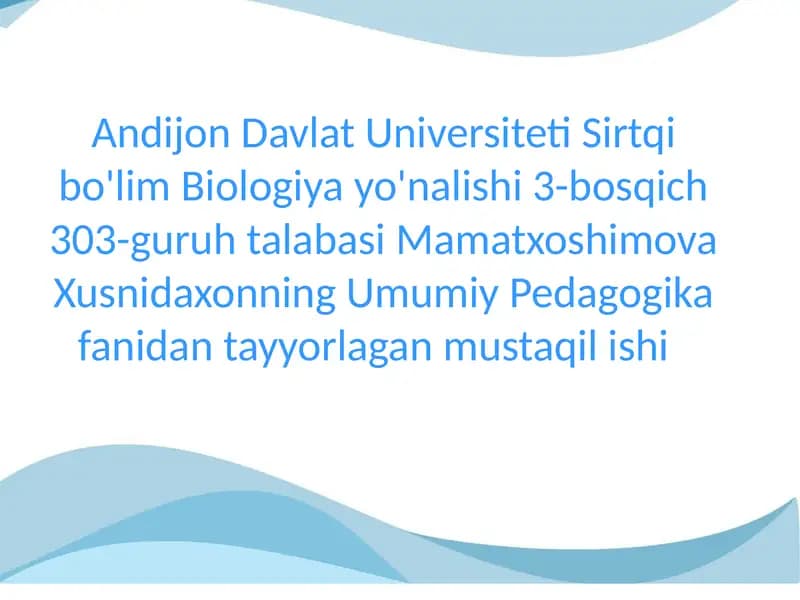 Ilmiy dunyoqarashni shakillantirish va o'quvchilarni aqliy tarbiyalash