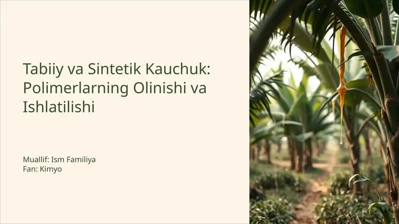 Kauchok Polimerlarining Olinishi va Ishlatilishi PPT format