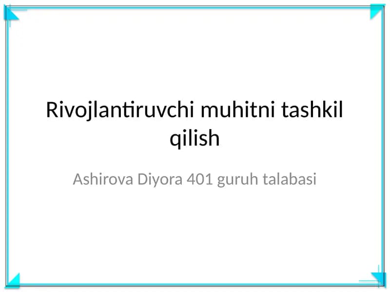 Rivojlantiruvchi muhitni tashkil qilish
