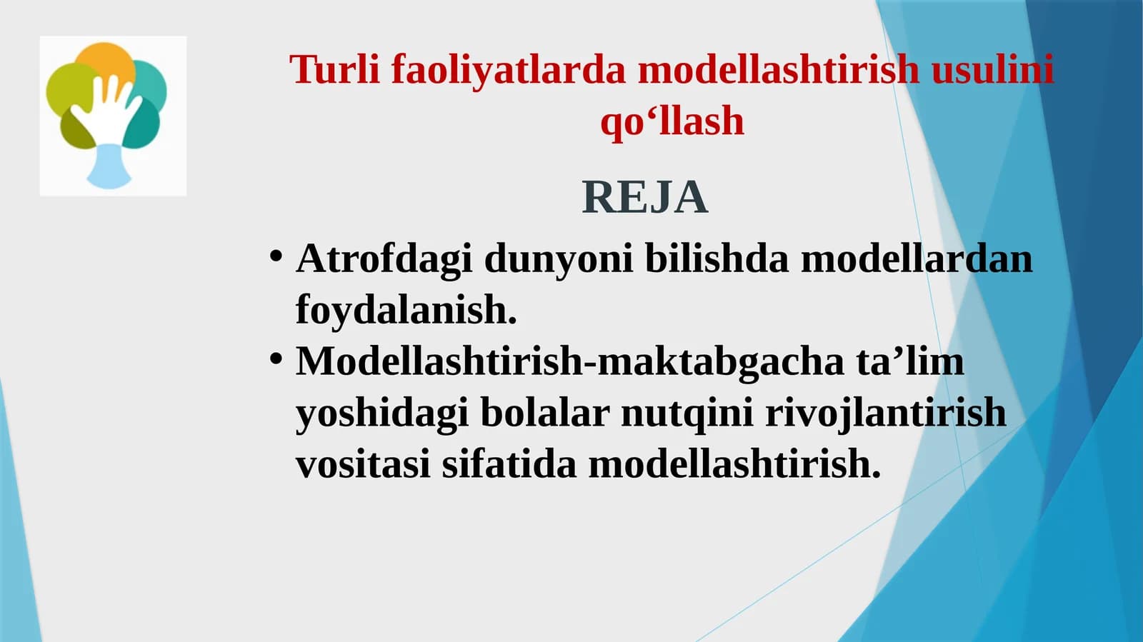Turli faoliyatlarda modellashtirish usulini qo‘llash