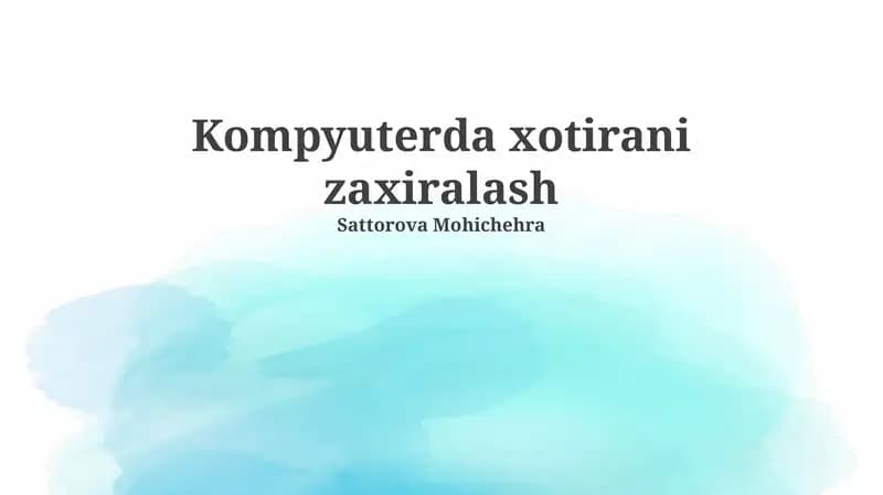 Kompyuterda xotirani zaxiralash