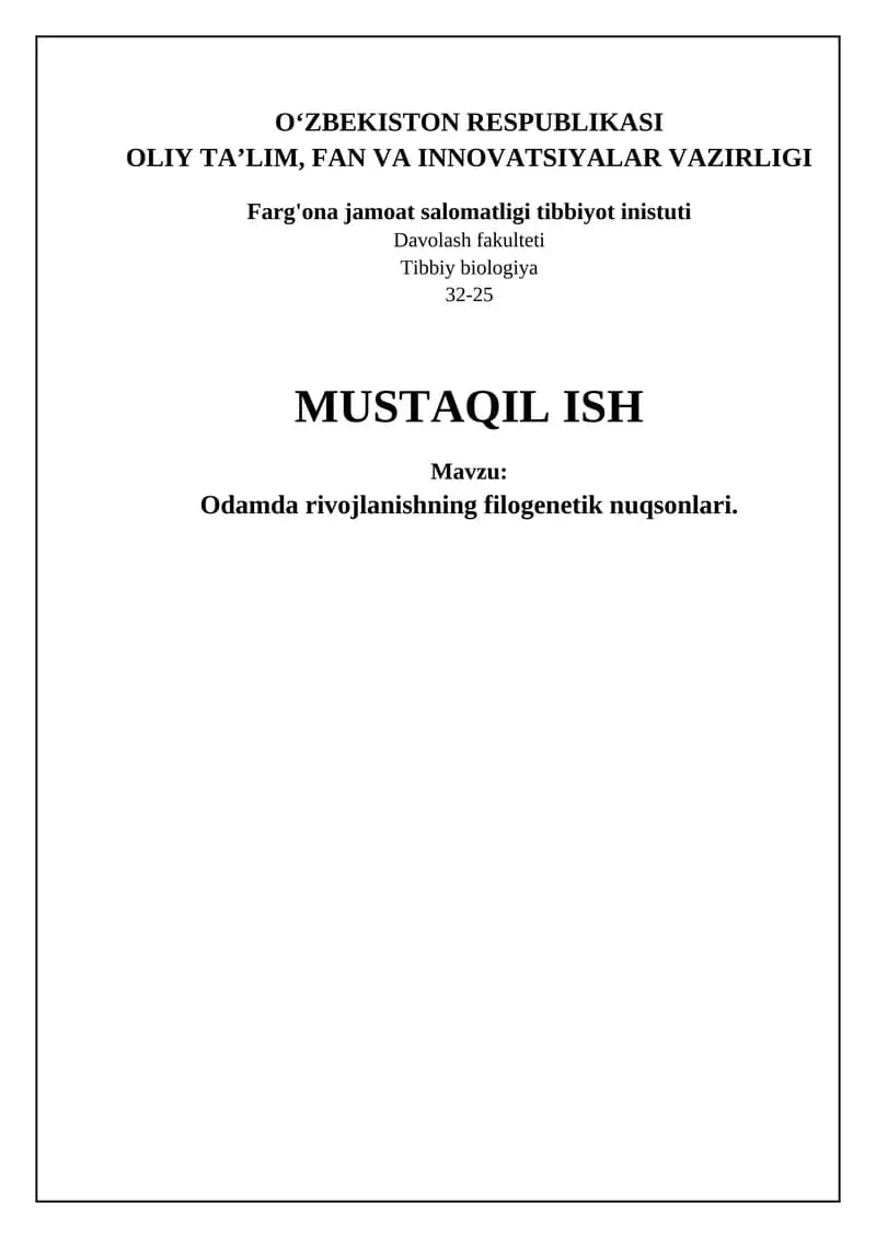 Odamda rivojlanishning filogenetik nuqsonlari