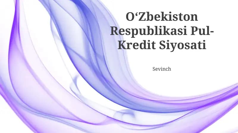 Oʻzbekiston Respublikasi Pul-Kredit Siyosati