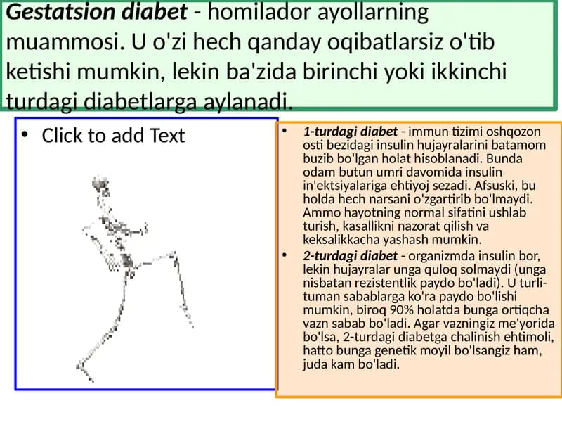 Gestatsion diabet- homilador ayollarning muammosi