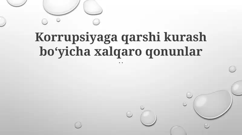 Korrupsiyaga qarshi kurash boʻyicha xalqaro qonunlar