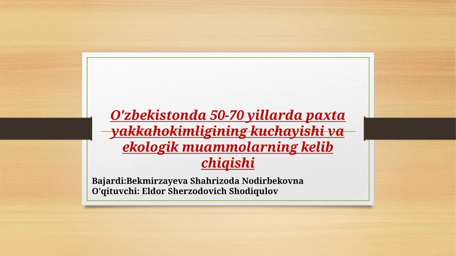 O'zbekistonda 50-70 yillarda paxta yakkahokimligining kuchayishi va ekologik muammolarning kelib chiqishi