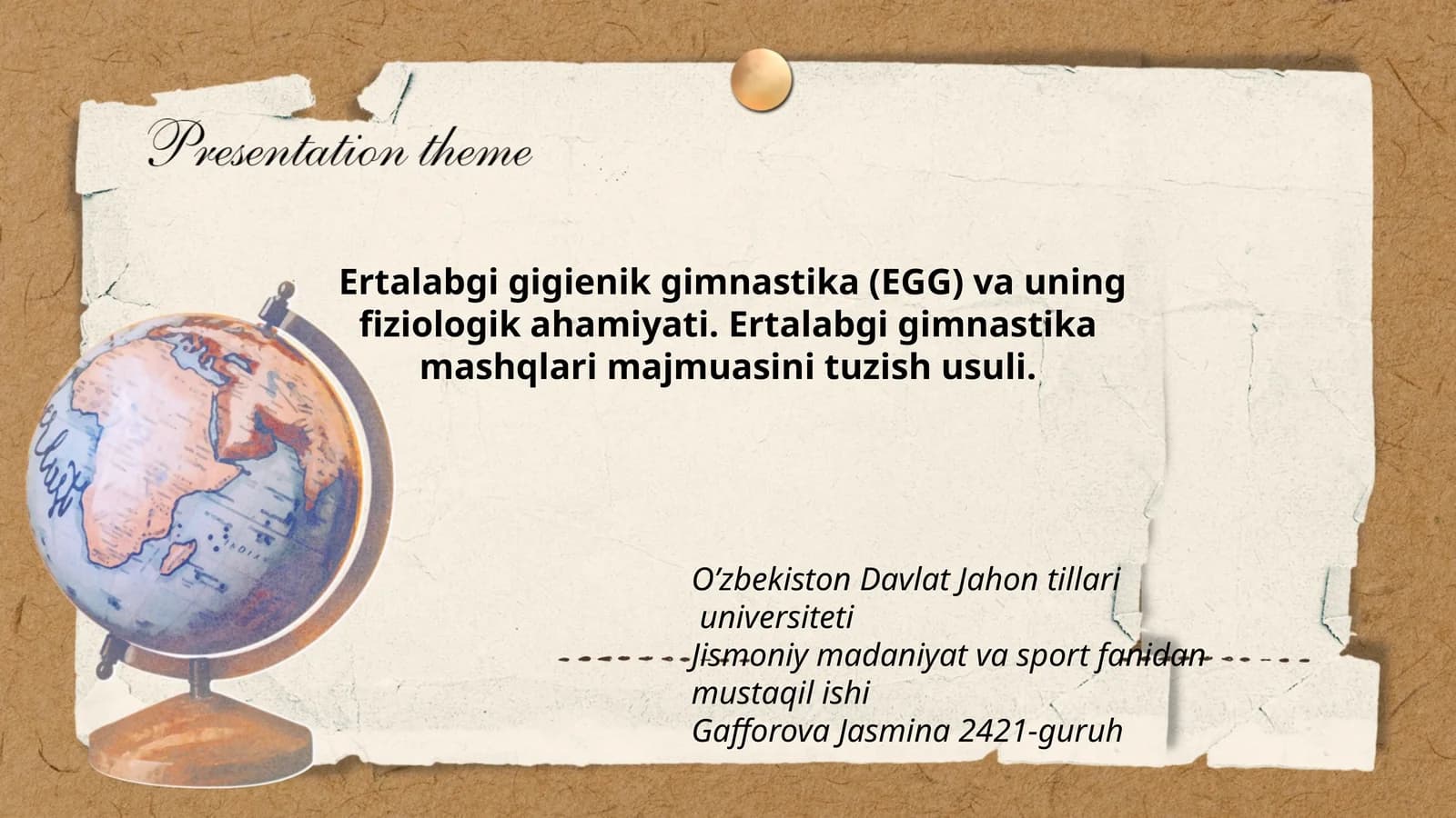 Ertalabgi gigienik gimnastika (EGG) va uning fiziologik ahamiyati