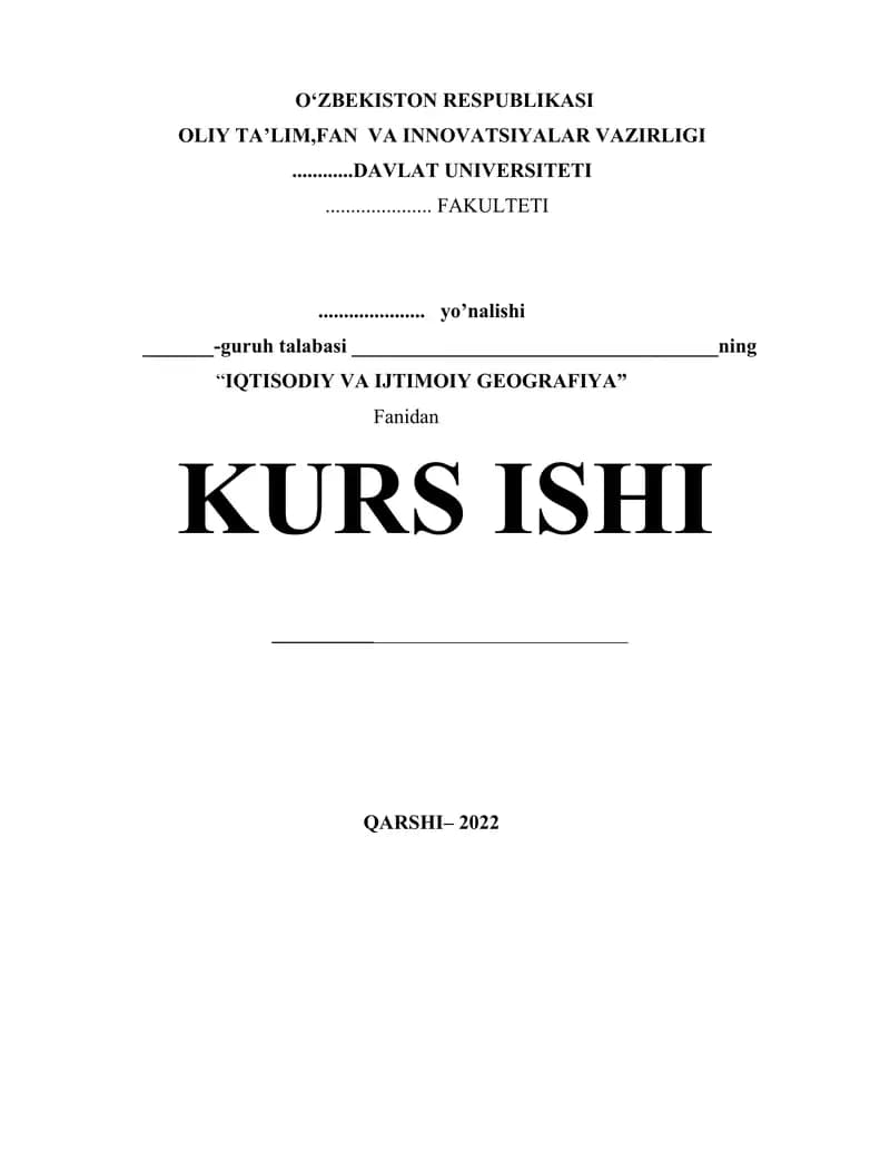 Dunyo aholisi geografiyasi KURS ISHI