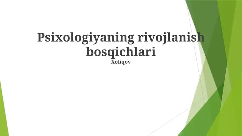 Psixologiyaning rivojlanish bosqichlari
