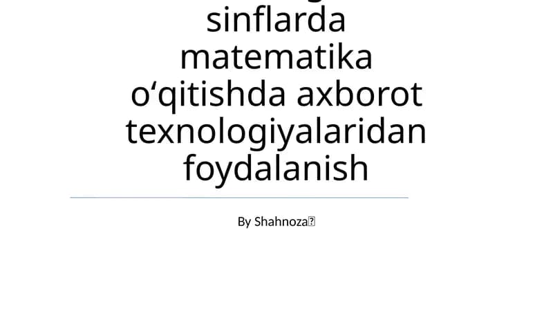Matematika Dasturiga Texnologiyalarni Integratsiya Qilish