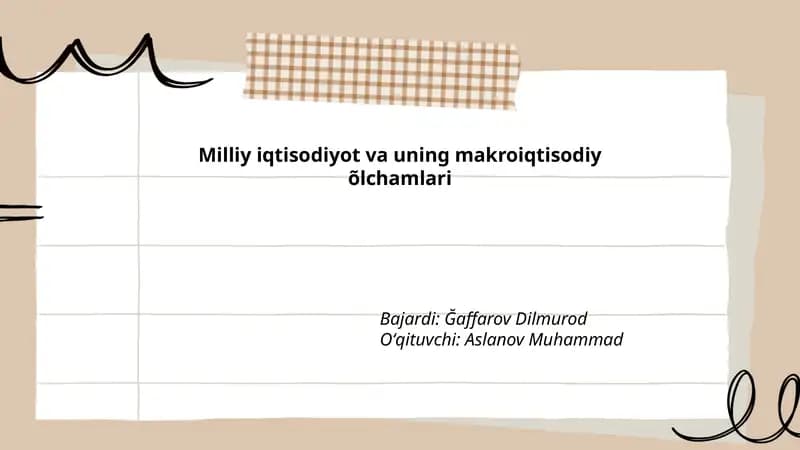 Milliy iqtisodiyot va uning makroiqtisodiy õlchamlari