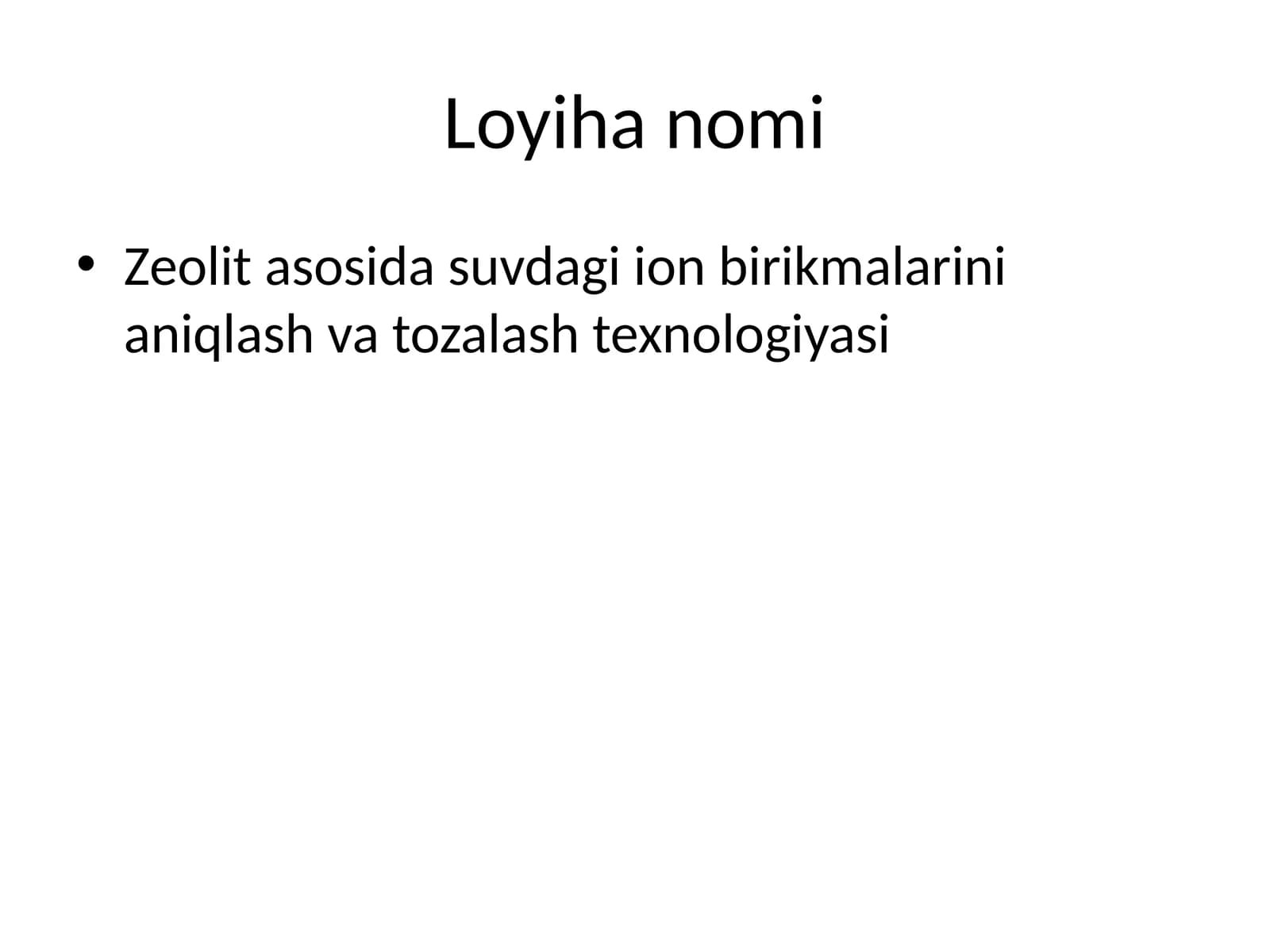 Zeolit asosida suvdagi ion birikmalarini aniqlash va tozalash texnologiyasi