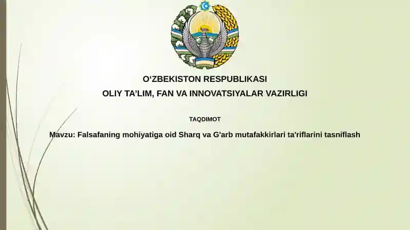 Sharq va G'arb Falsafiy Tafakkurida Mohiyat Ta'riflari
