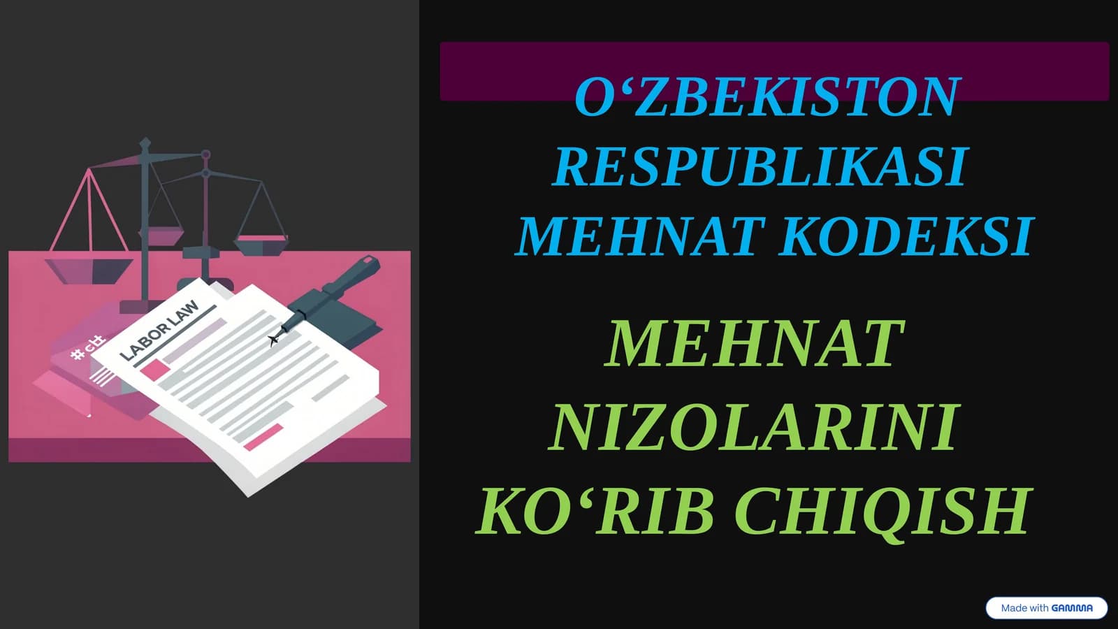 MEHNAT NIZOLARINI KOʻRIB CHIQISH