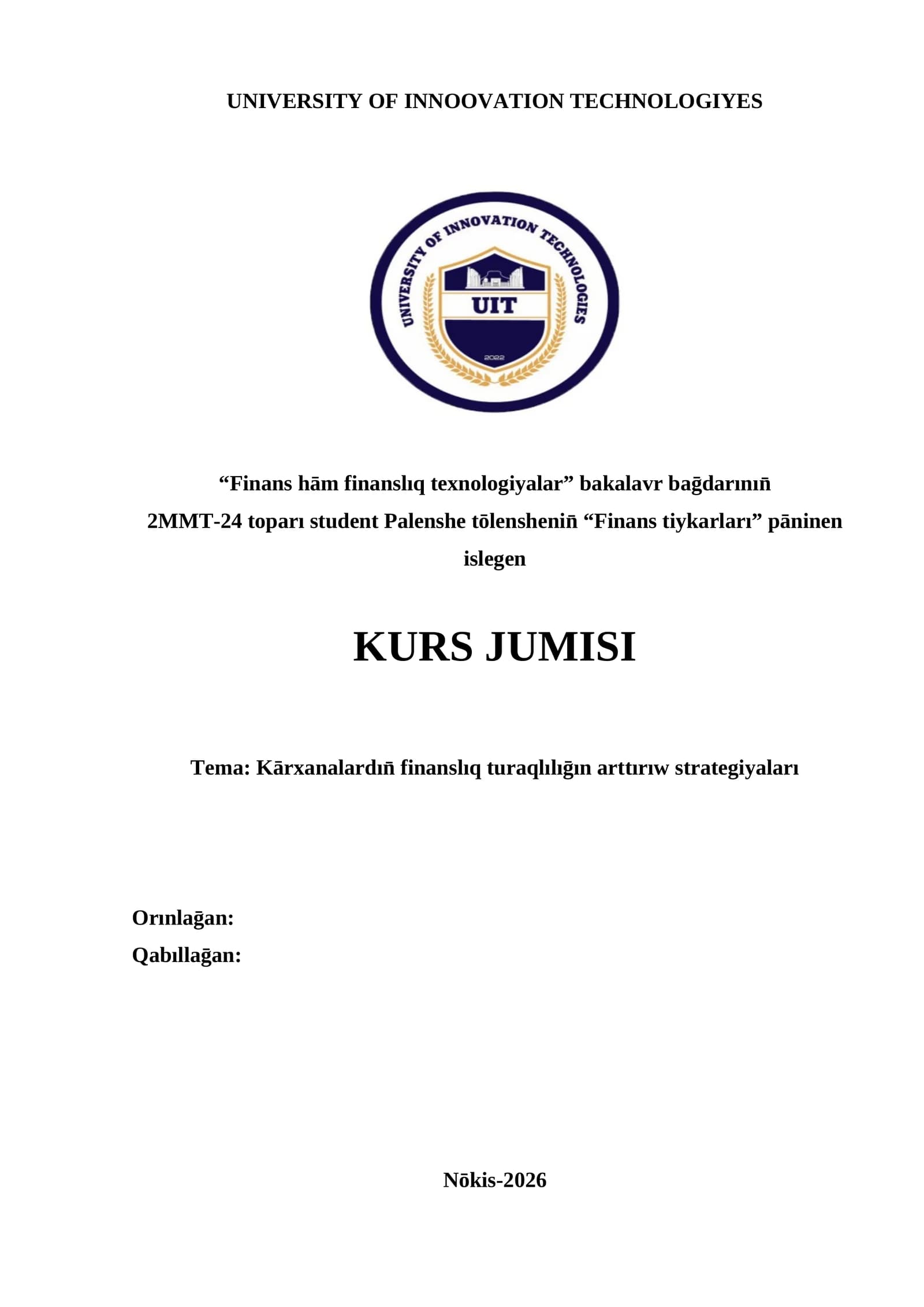 Kārxanalardın̄ finanslıq turaqlılıḡın arttırıw strategiyaları