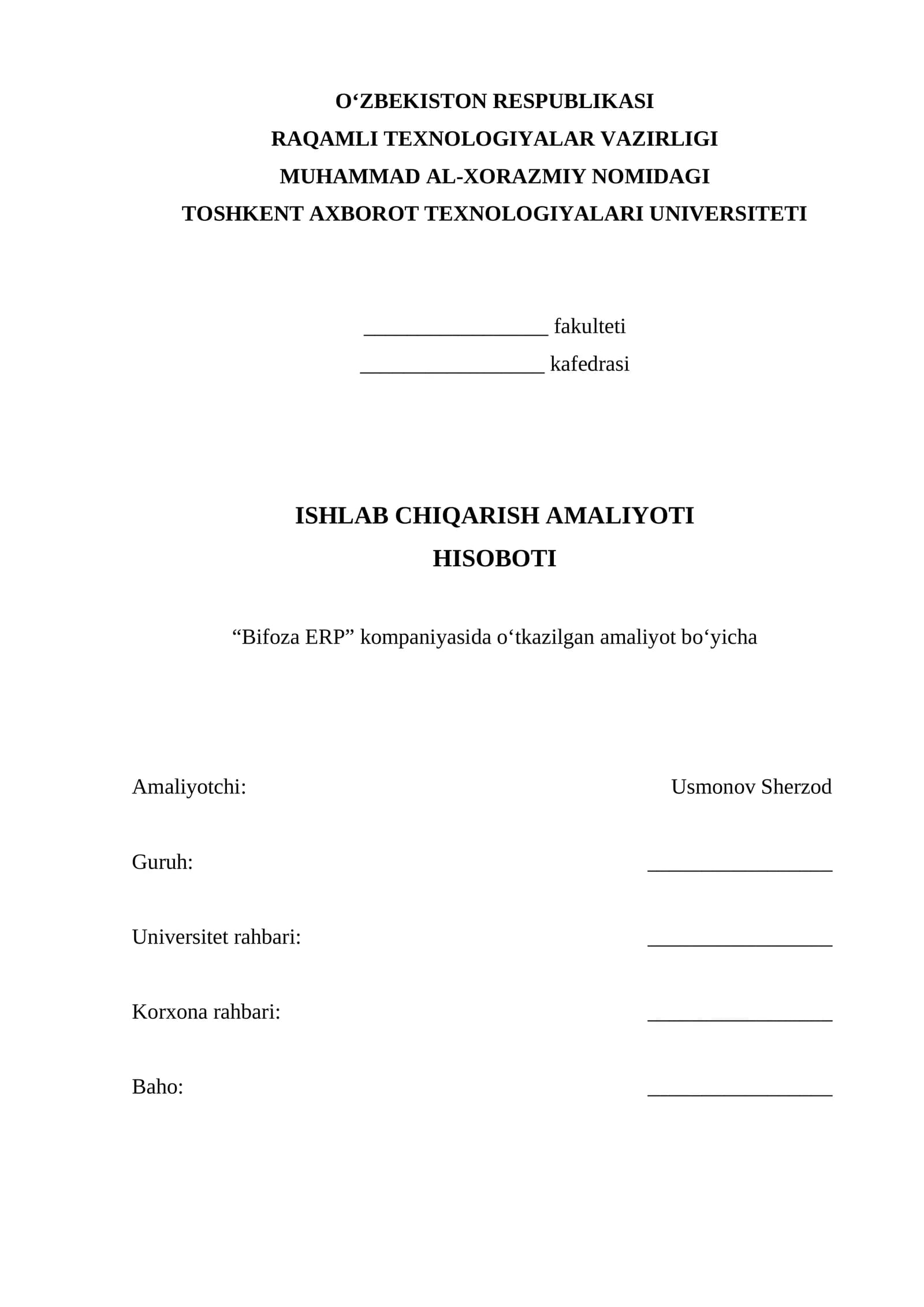 Ishlab Chiqarish Amaliyoti