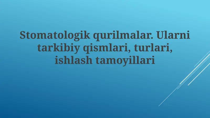 Stomatologik uskunalar