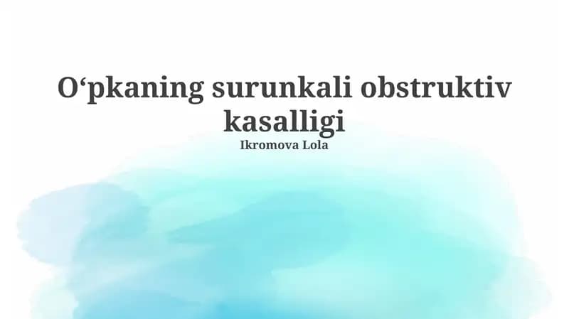 Oʻpkaning surunkali obstruktiv kasalligi