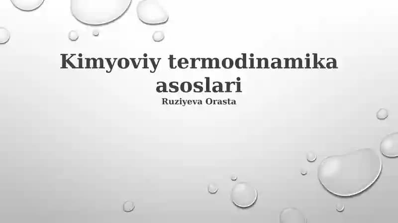 Kimyoviy termodinamika asoslari