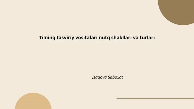 Tilning tasviriy vositalari nutq shakllari va turlari