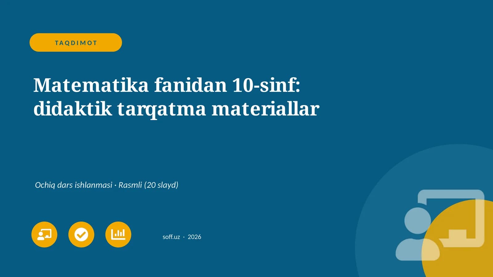 Matematika fanidan 10-sinf: didaktik tarqatma materiallar