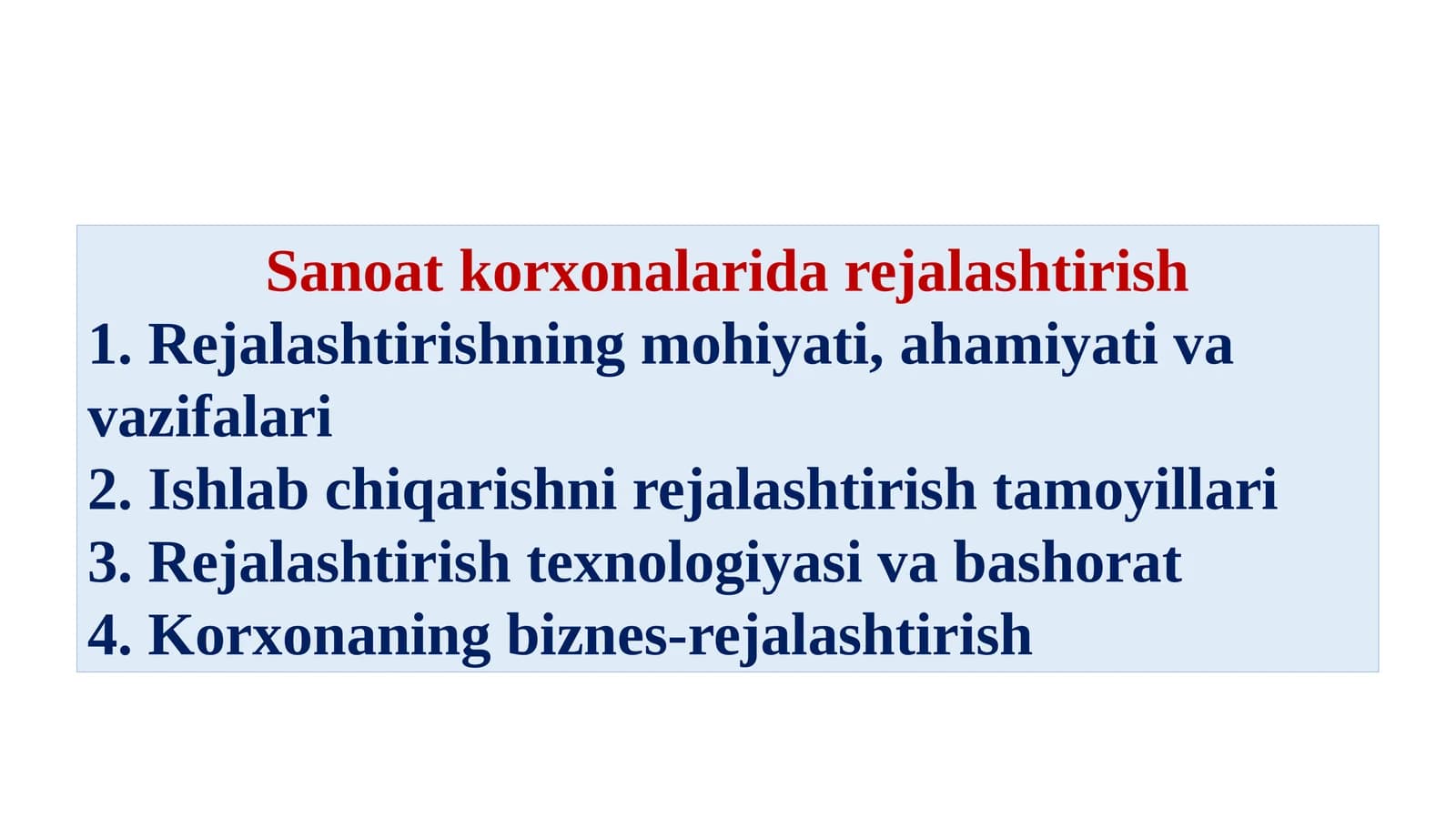 Sanoatkorxonalaridarejalashtirish