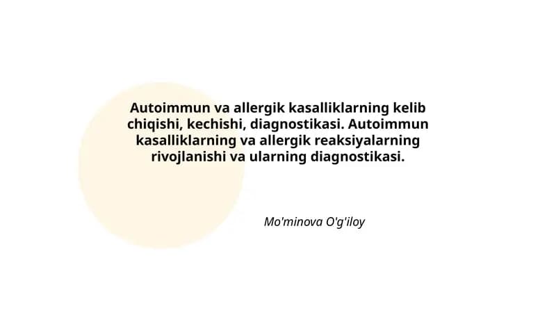 Autoimmun va allergik kasalliklar