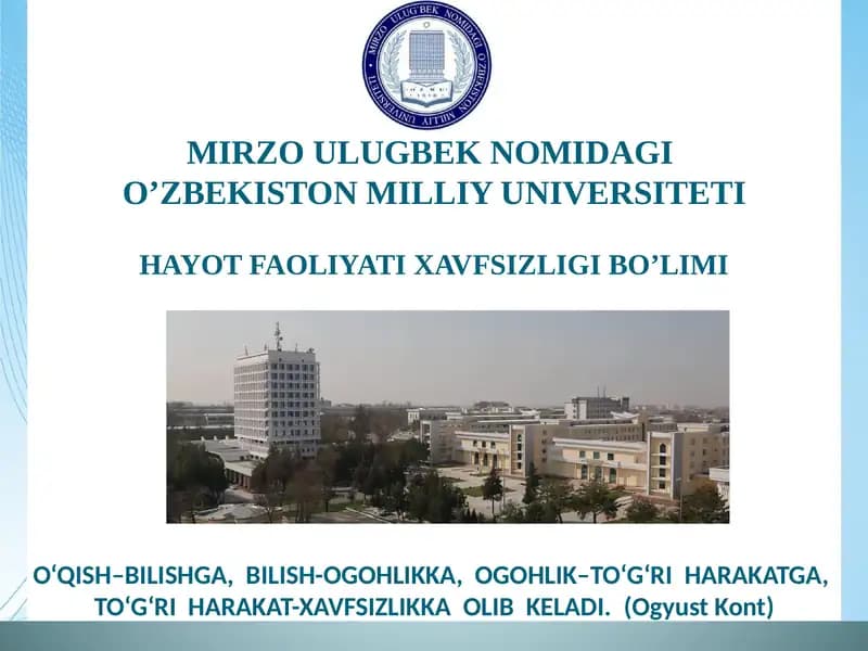 3-МА’RUZA:FAOLIYAT HAVSIZLIGINI BOSHQARISH TIZIMI