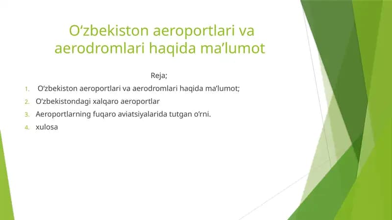 O‘zbekiston aeroportlari va aerodromlari haqida ma’lumot