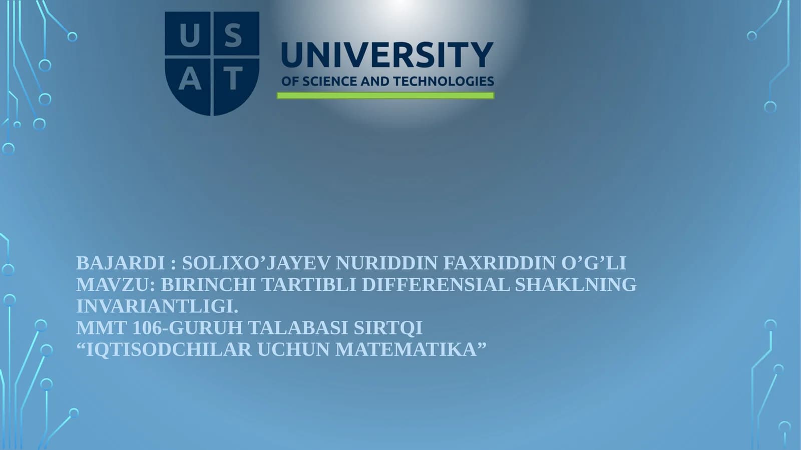 Биринчитартибли дифференциал тенглама