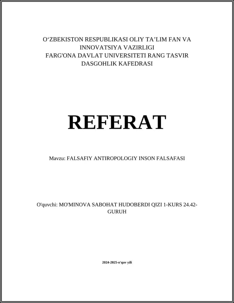 FALSAFIY ANTIROPOLOGIY INSON FALSAFASI