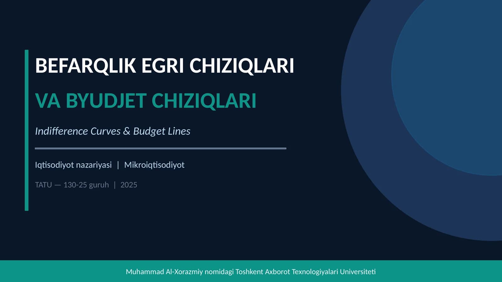 BEFARQLIK EGRI CHIZIQLARI VA BYUDJET CHIZIQLARI
