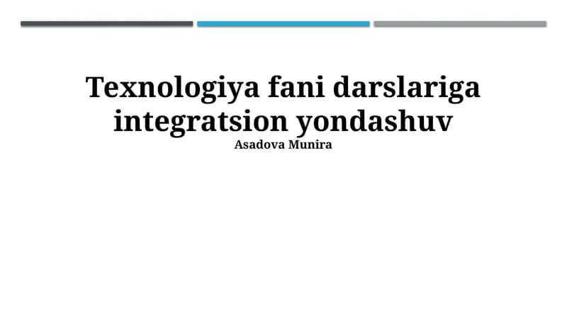 Integratsiyalashgan Darslarni Rejalashtirish va O'tkazish Metodlari