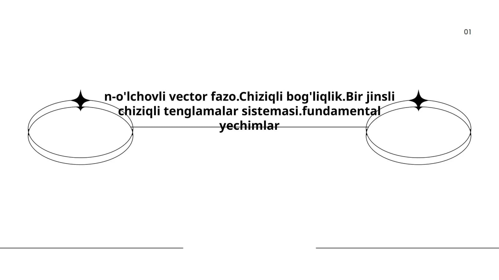 N-o'lchovli vector fazo.Chiziqli bog'liqlik.Bir jinsli chiziqli tenglamalar sistemasi.fundamental yechimlar