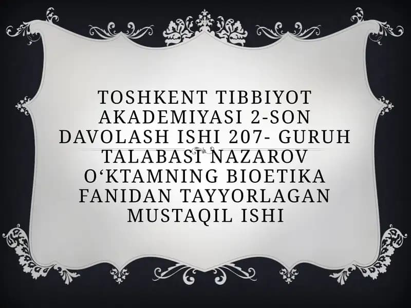 Tibbiy muolajalarga rozilik masalasi