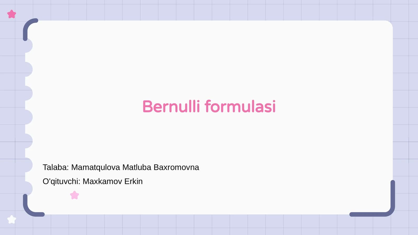 Bernulli formulasi