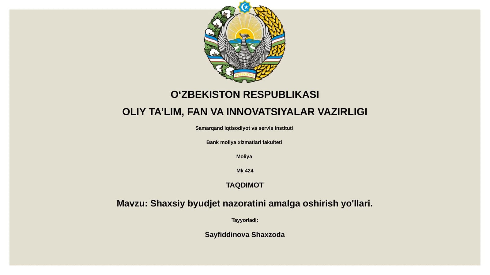 Shaxsiy byudjet nazoratini amalga oshirish yo'llari
