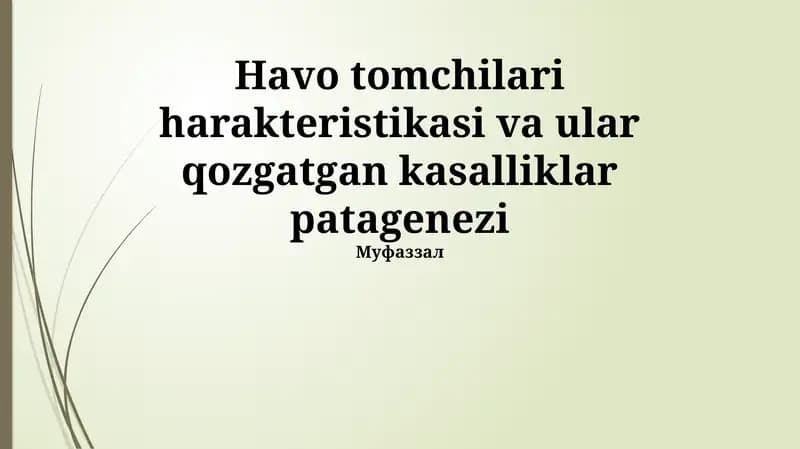 Yomg'ir tomchilari harakteristikasi