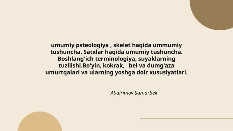 umumiy psteologiya, skelet haqida ummumiy tushuncha