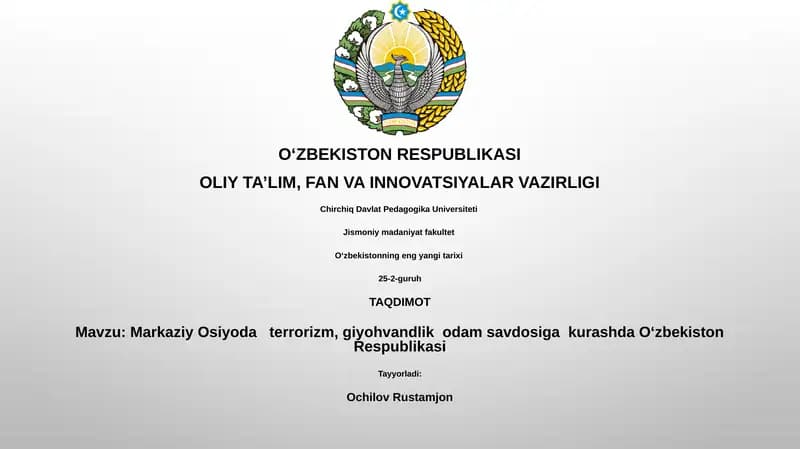 Markaziy Osiyoda terrorizm, giyohvandlik odam savdosiga kurashda O‘zbekiston Respublikasi