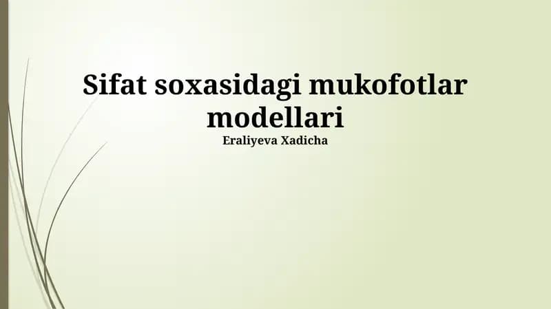 Sifat soxasidagi mukofotlar modellari