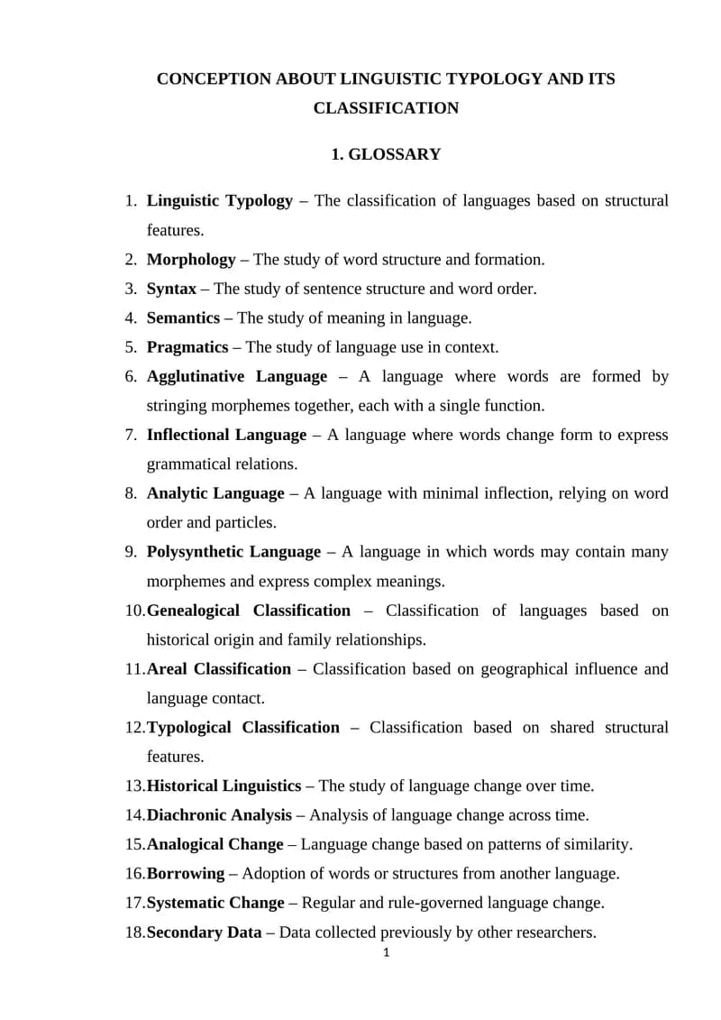 CONCEPTION ABOUT LINGUISTIC TYPOLOGY AND ITS CLASSIFICATION